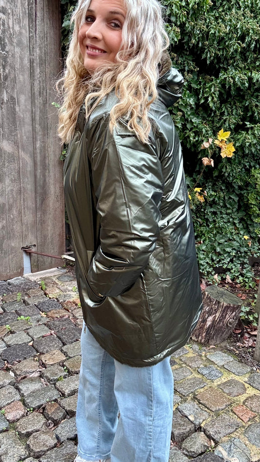 Glam plush jas - Kaki