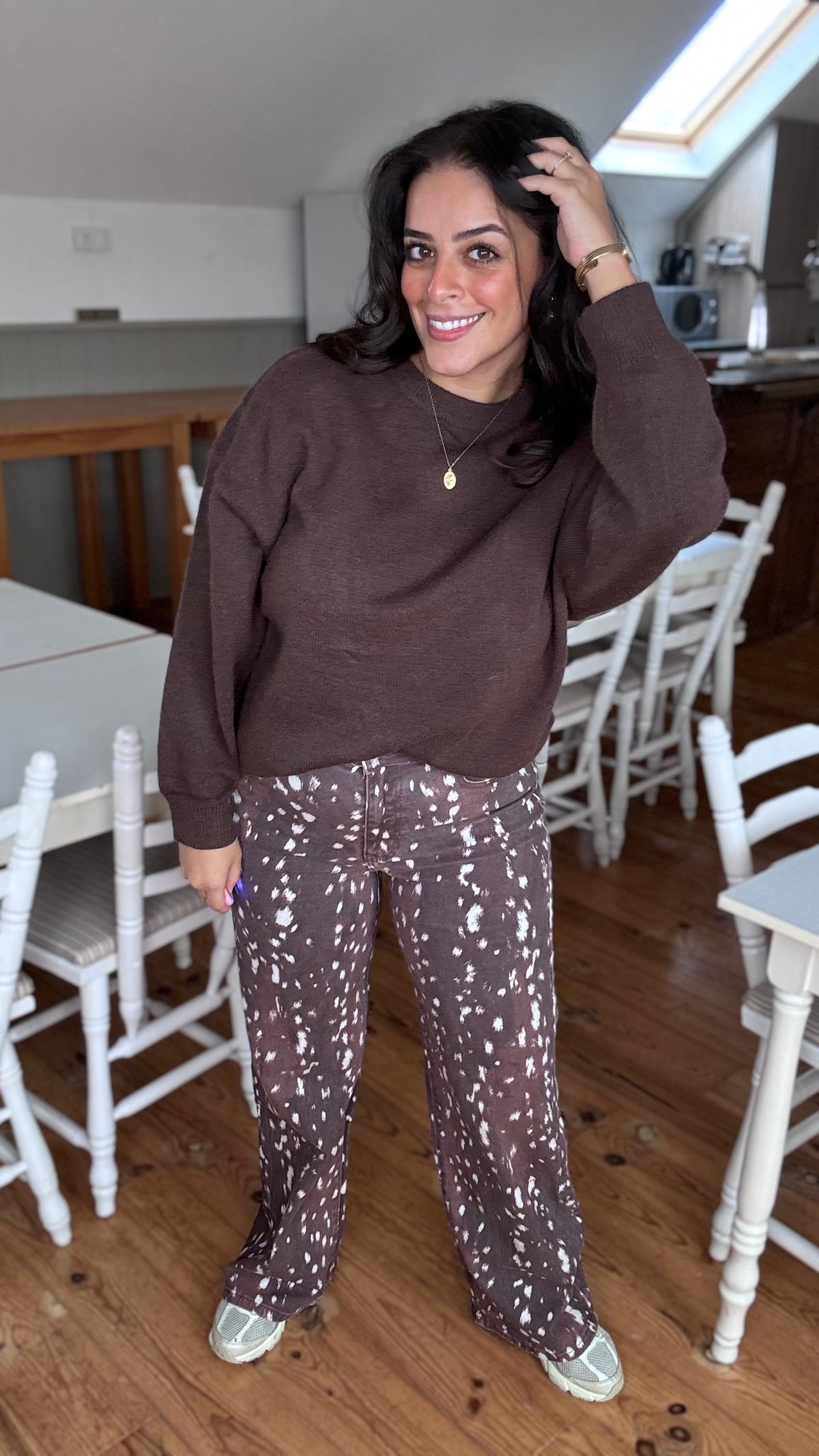 Lace heart knit - Bruin