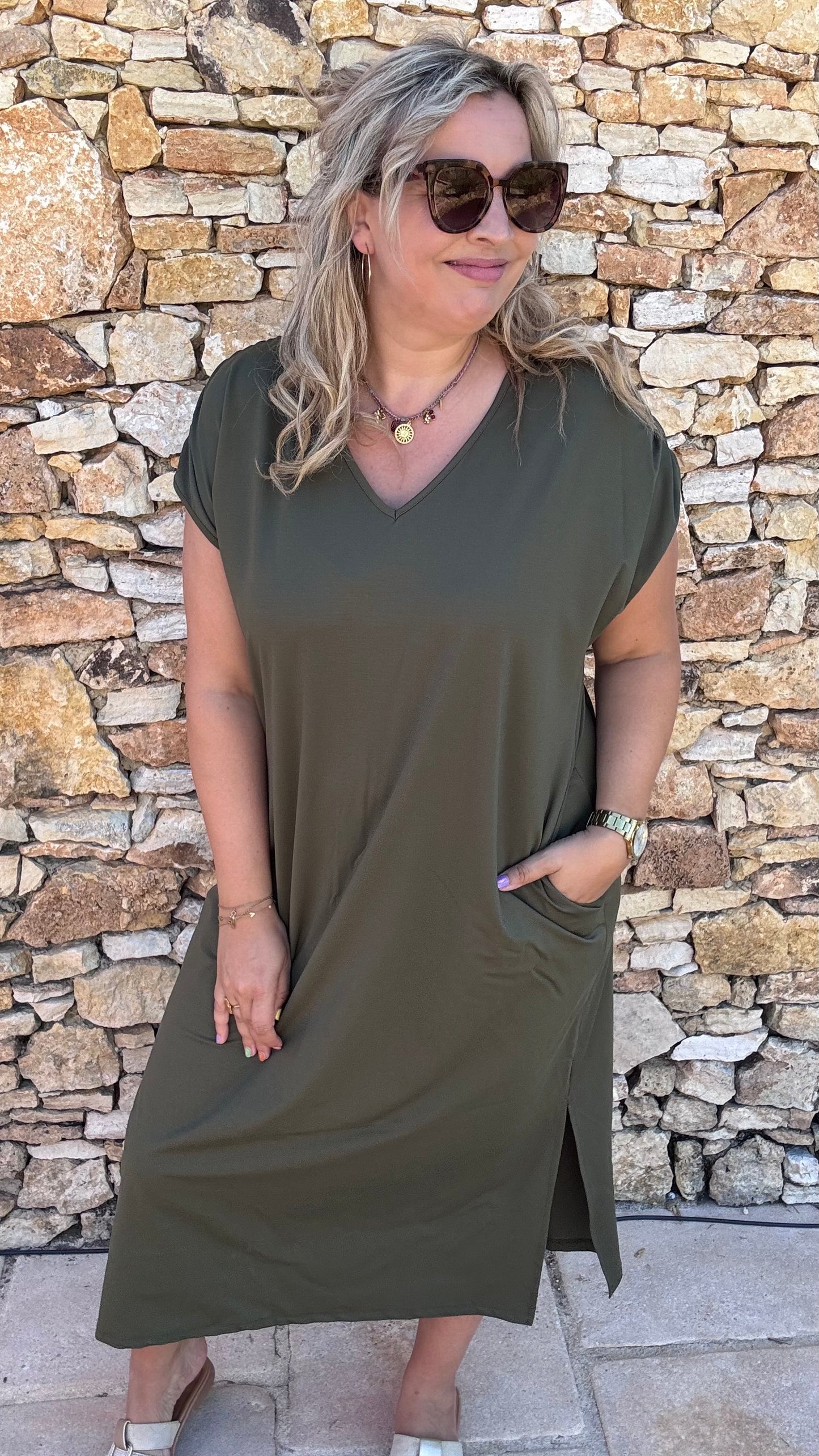 Adèle Sweaterjurk - Kaki