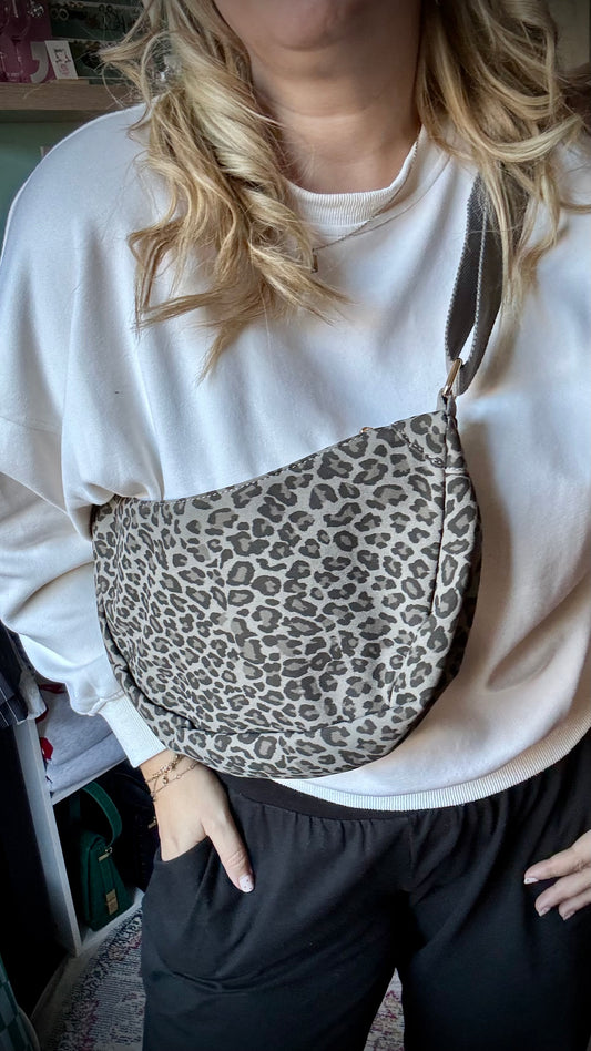 Schoudertas leopard - Grijs