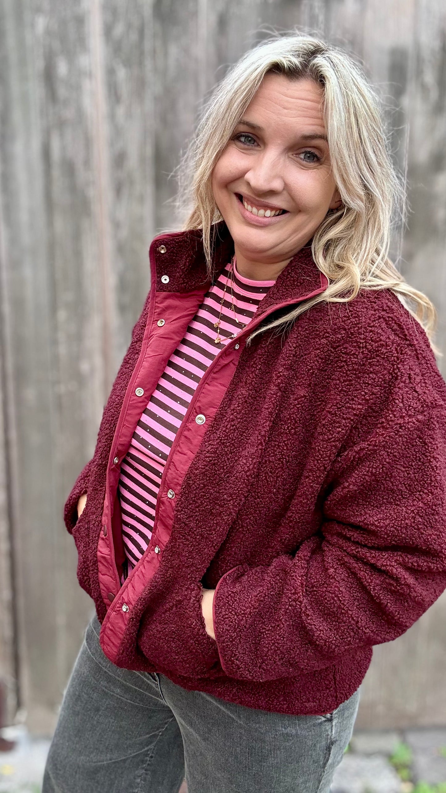Reversible Teddy Jacket - Bordeaux