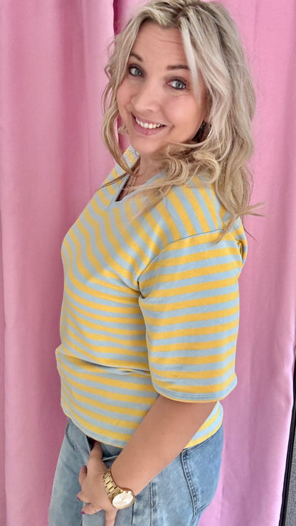 V shirt stripes - Blauw/geel