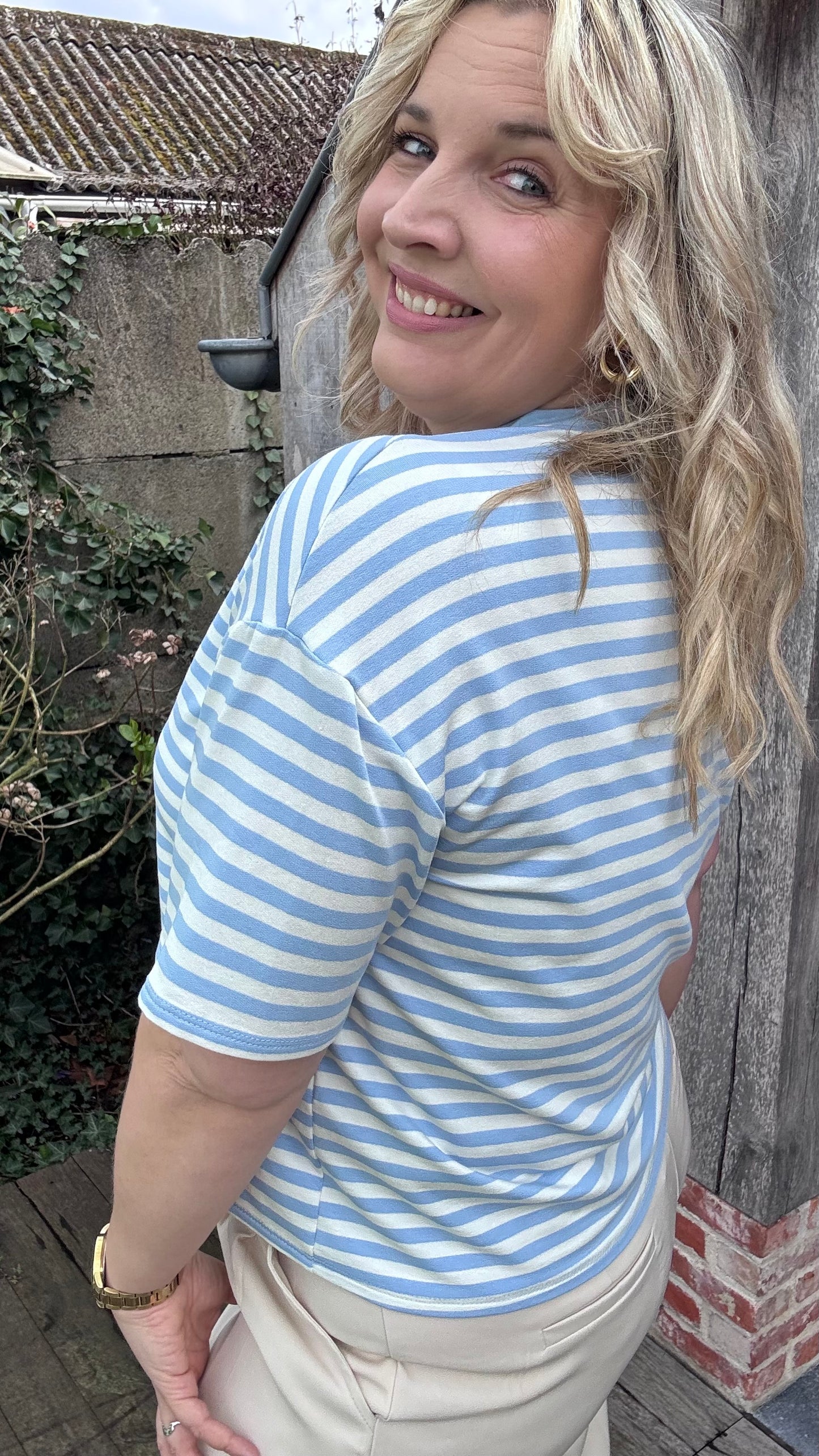Sweet shirt - (blauw/wit)