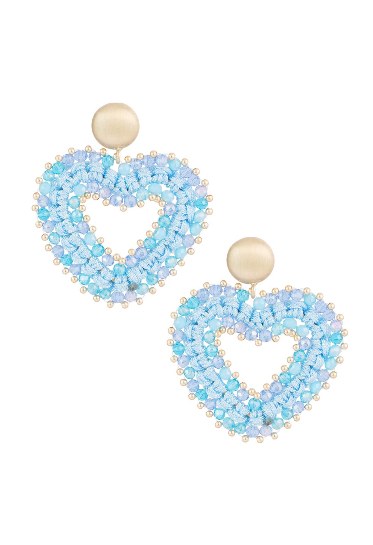 Oorbellen Pearl hearts - blauw