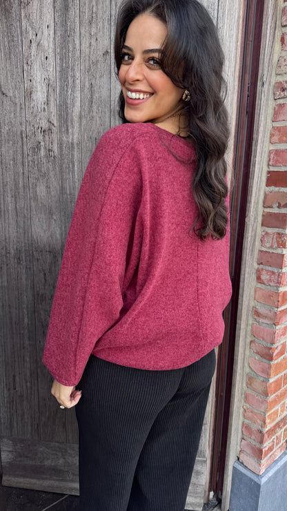 Basic trui V-hals - Bordeaux