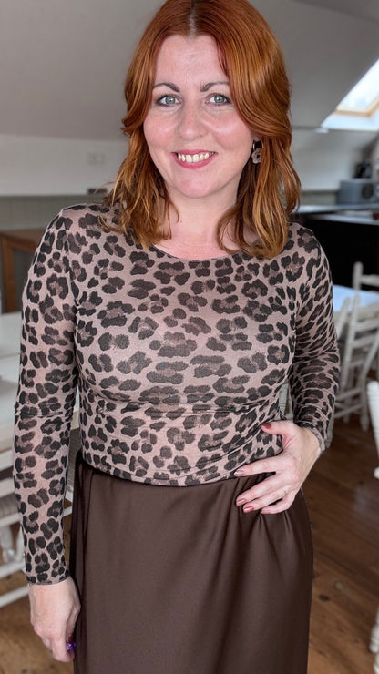 Cashmere touch longsleeve - Bruin leopard