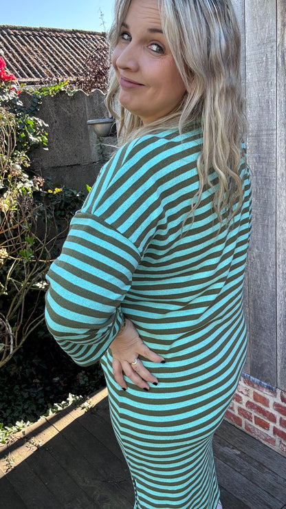 Happy stripes jurk - groen