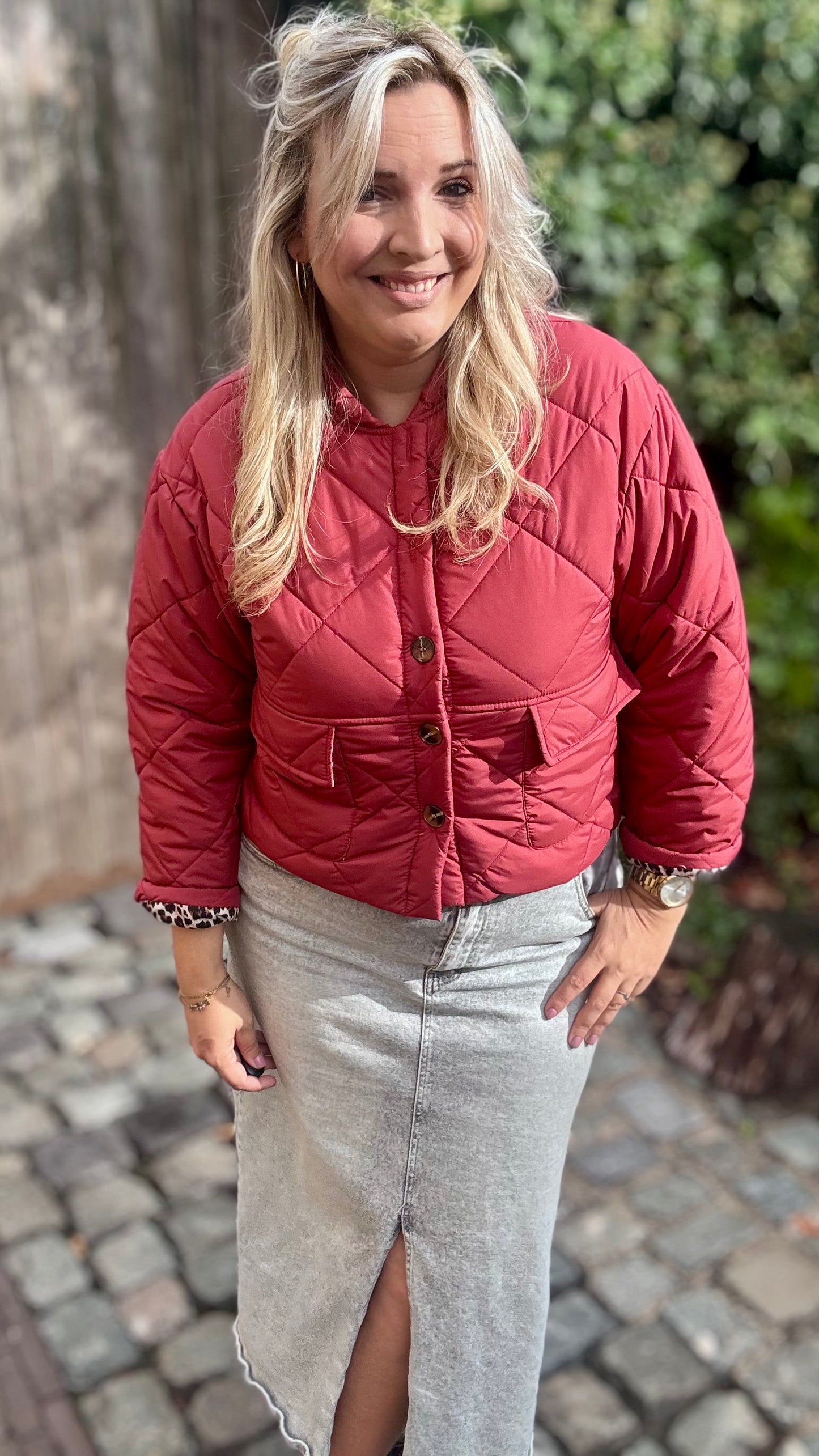 Urban Leopard Puffer - Burgundy