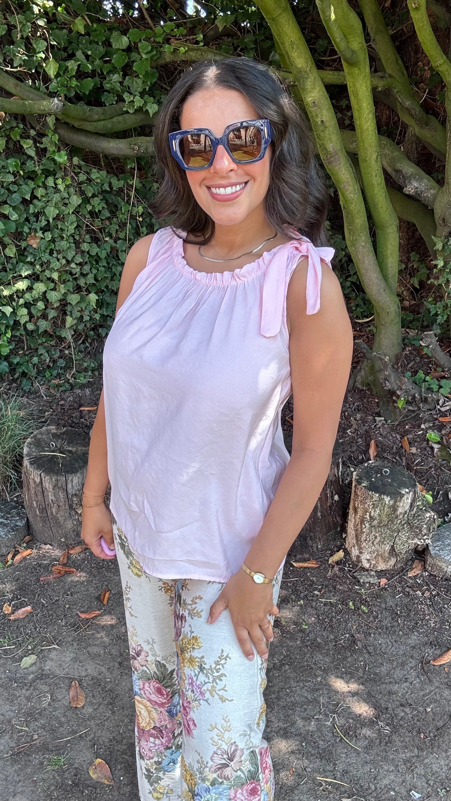 Shoulder bow top - Roze