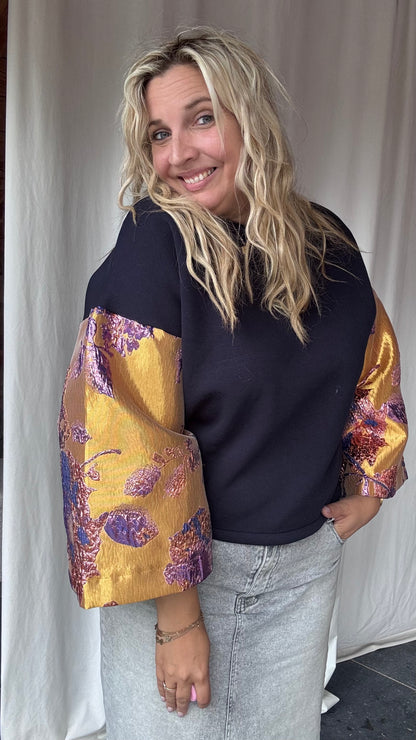 Shimmer sweater - Navy/goud