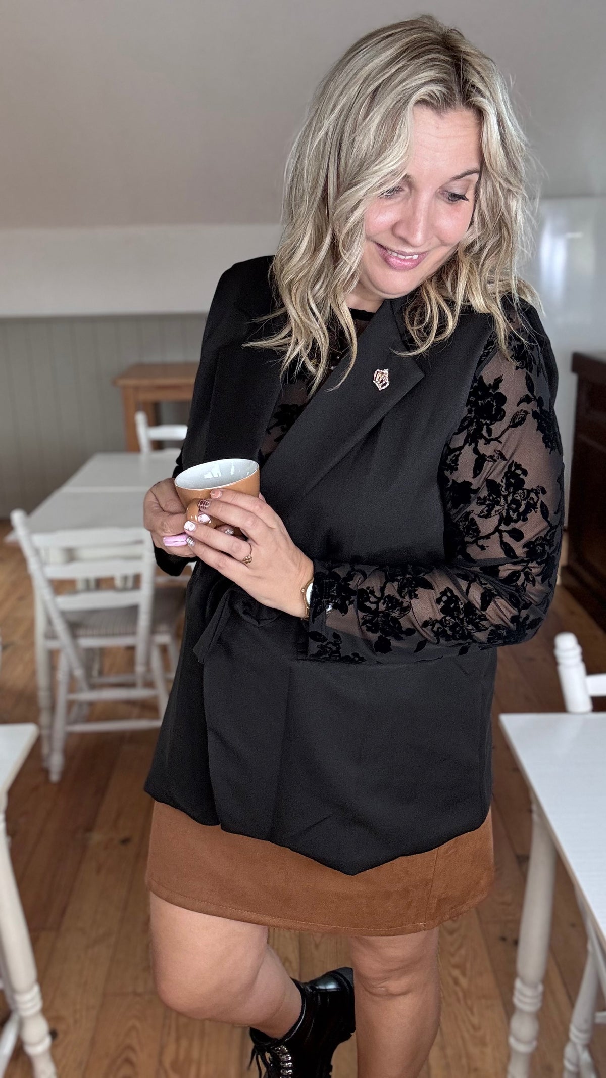 Royal mouwloze blazer - Zwart