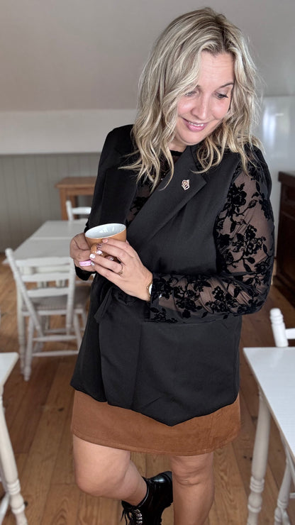 Royal mouwloze blazer - Zwart