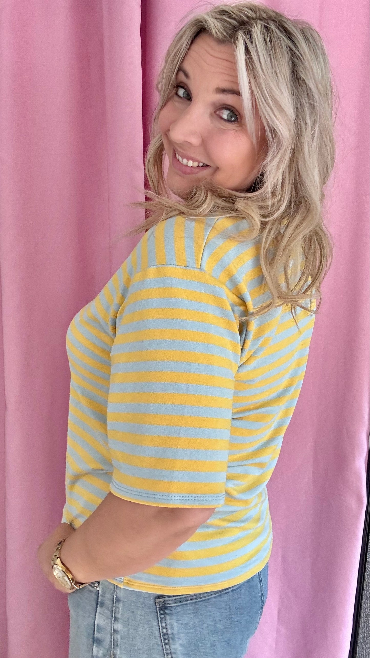 V shirt stripes - Blauw/geel