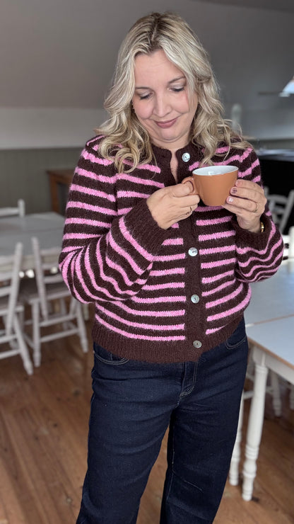 Candy crush cardigan - Brown/pink