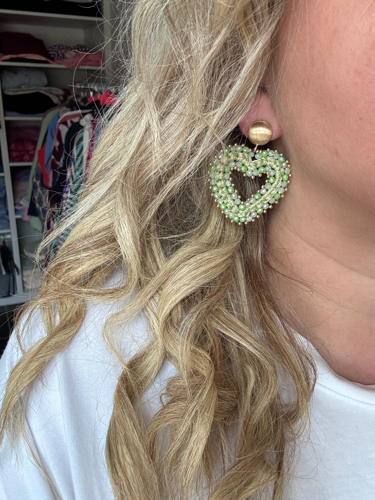 Oorbellen Pearl hearts - groen