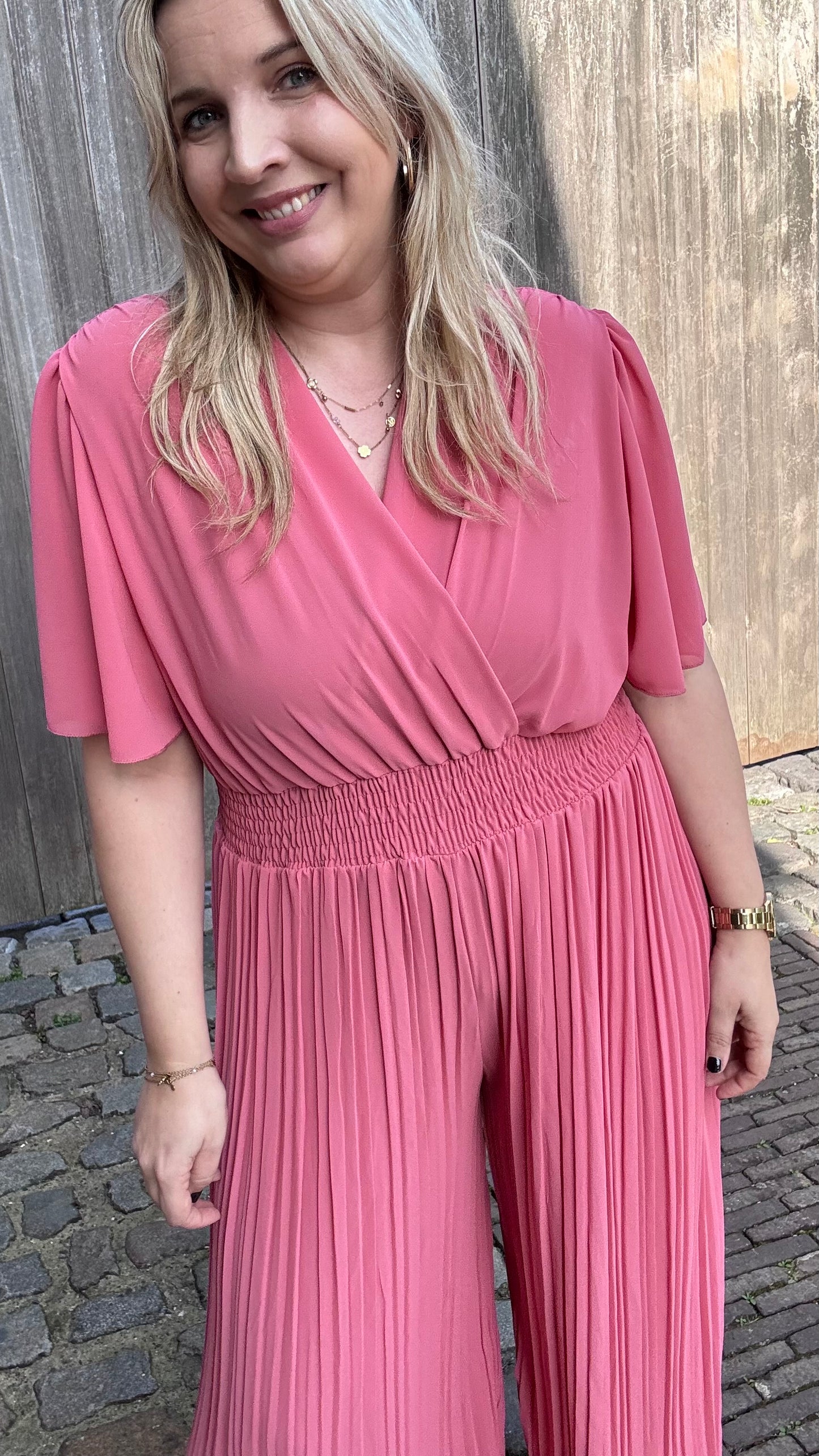 Plissé jumpsuit - Plum