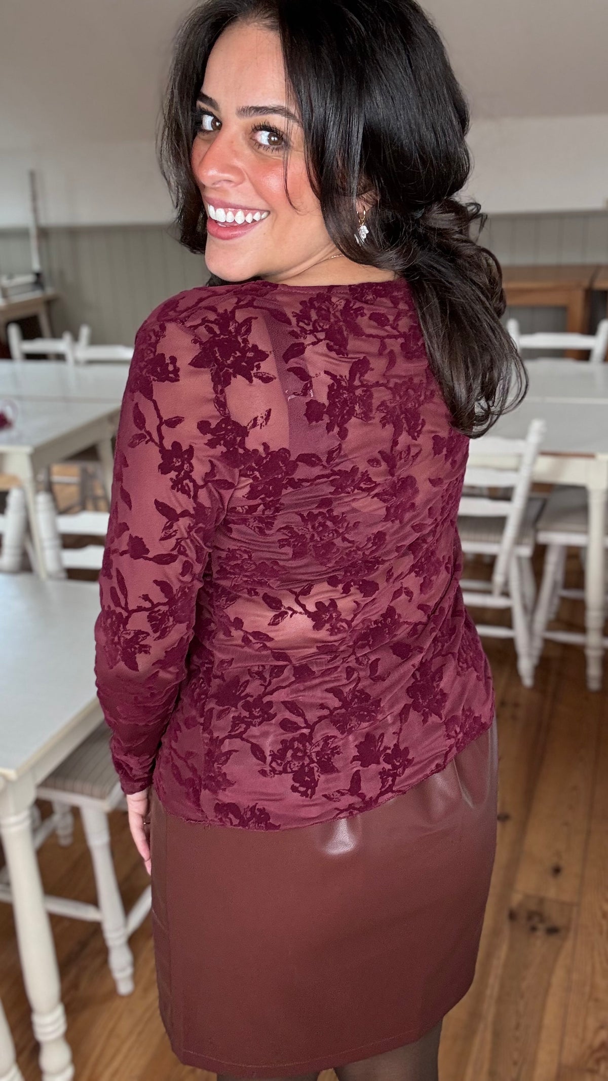 Velvet bloom blouse - Burgundy