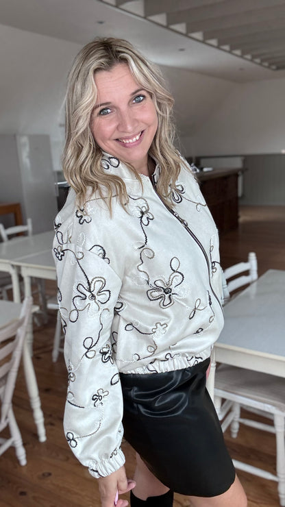 Swirl suède bomber  - Beige