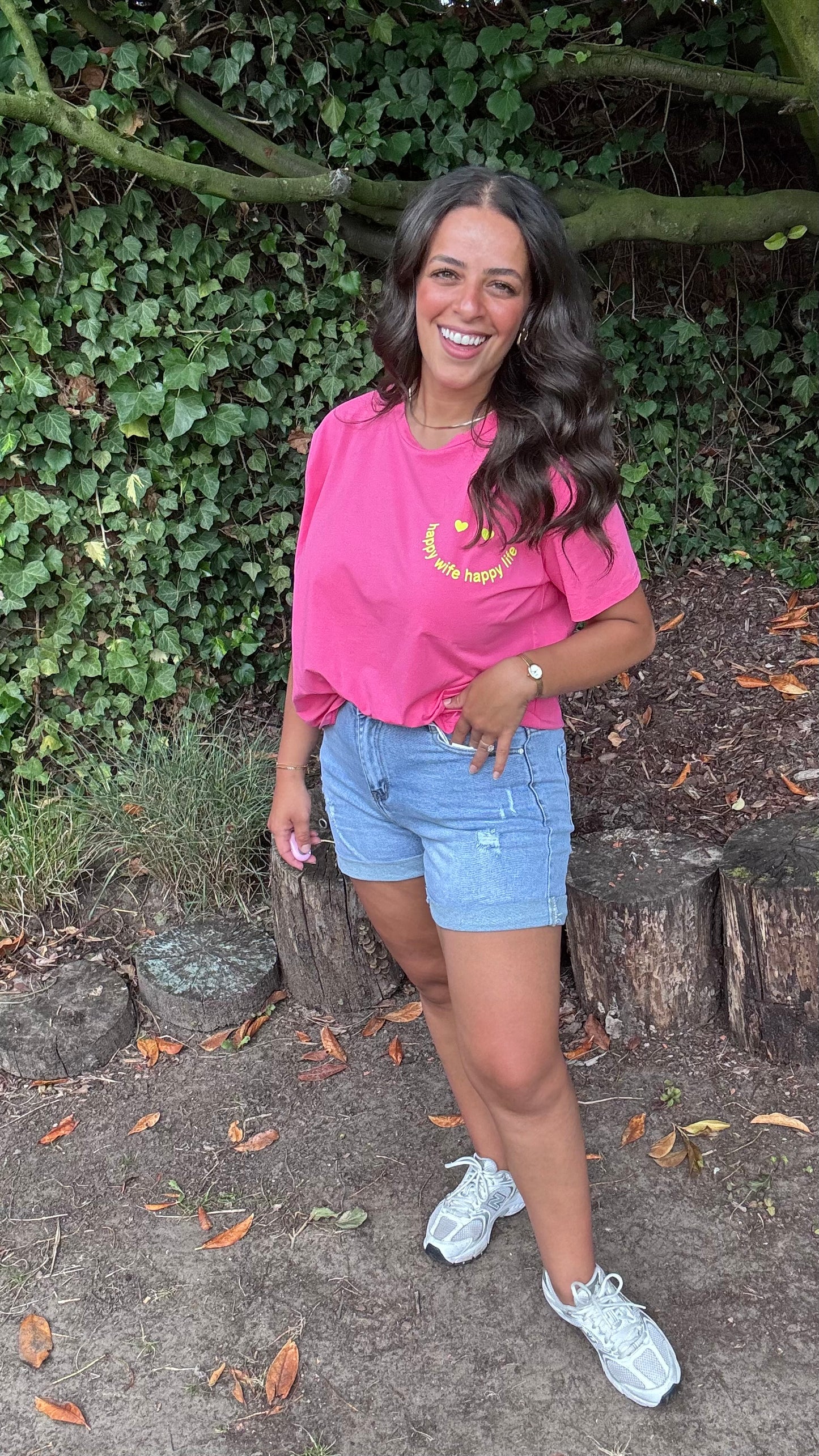 T-shirt Happy wife - Roze