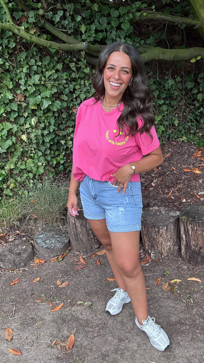 T-shirt Happy wife - Roze