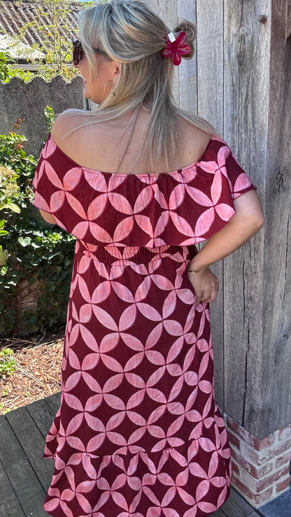 Rozanna off-shoulder jurk - Roze