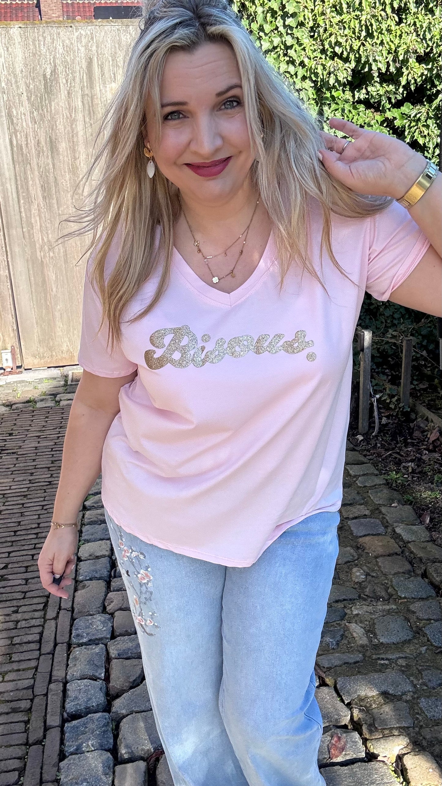 Bisous shirt - Lichtroze