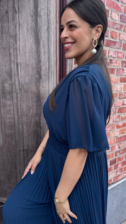 Plissé jumpsuit - Navy
