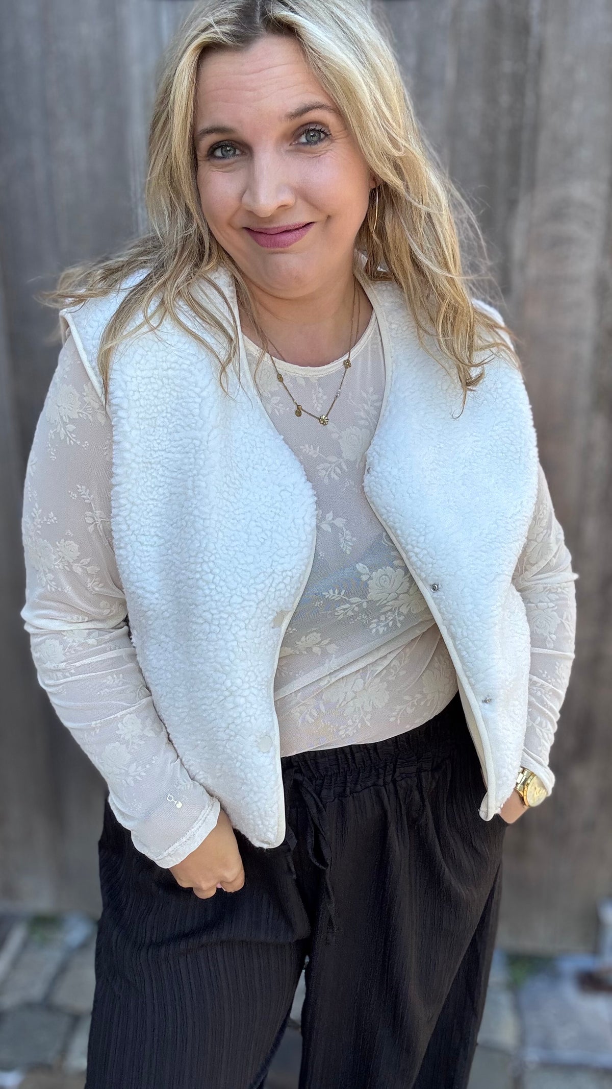 Velvet bloom blouse - Crème