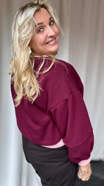 Leyla sweater - Burgundy/blush