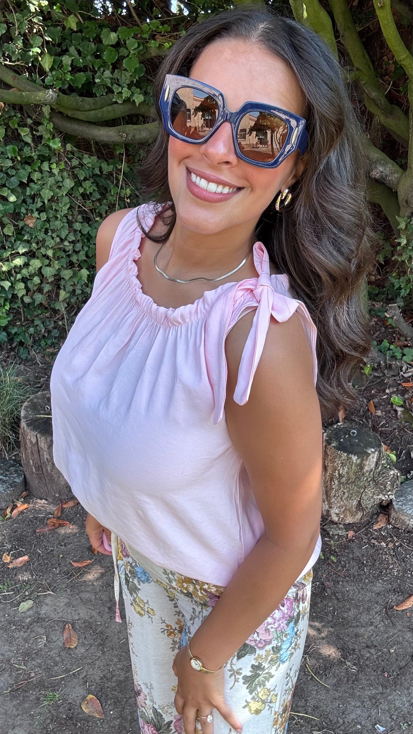 Shoulder bow top - Roze