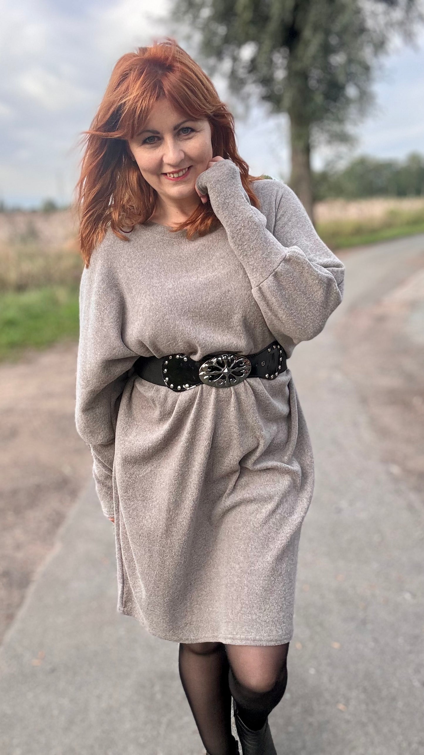 Lounge luxe jurk - Taupe