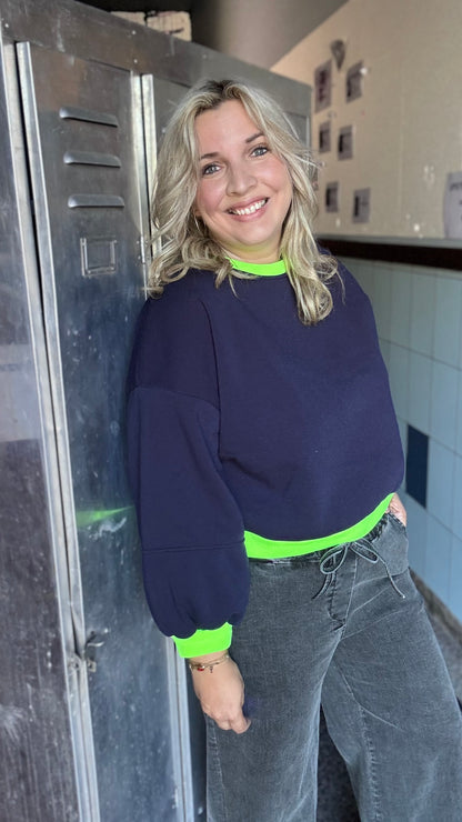 Leyla sweater - Navy/neon