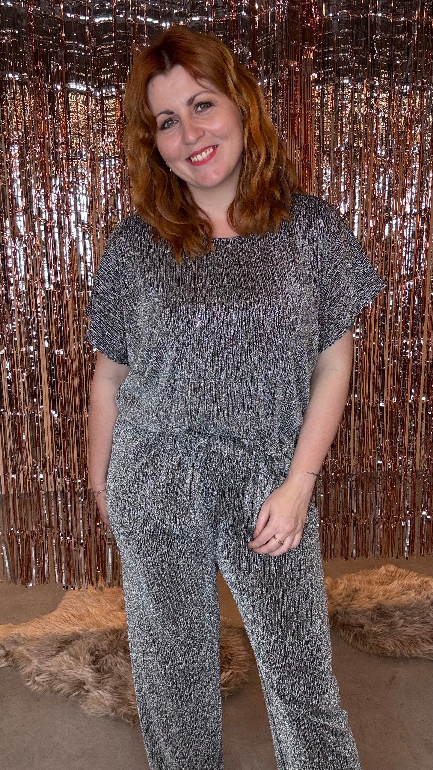 Sparkle Lurex broek – Zilver