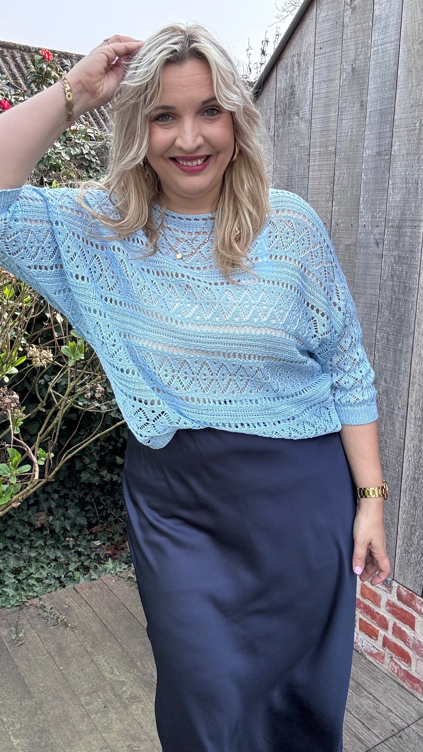 Elise broderie top - blauw