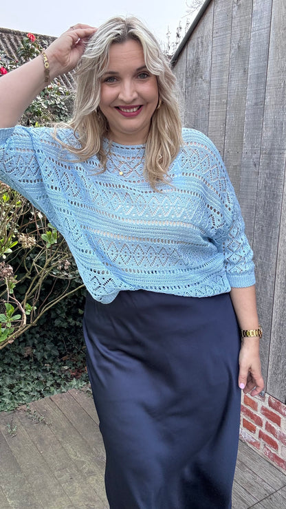 Elise broderie top - blauw