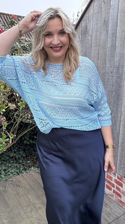 Elise broderie top - blauw