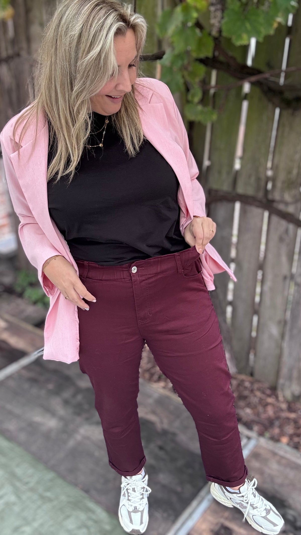 Mia burgundy broek - Curve