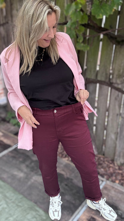 Mia burgundy broek - Curve