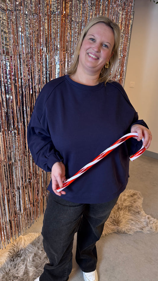 Relaxed curve sweater - Donkerblauw