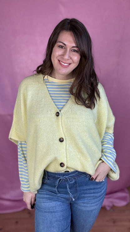 Happy stripes trui- geel/blauw