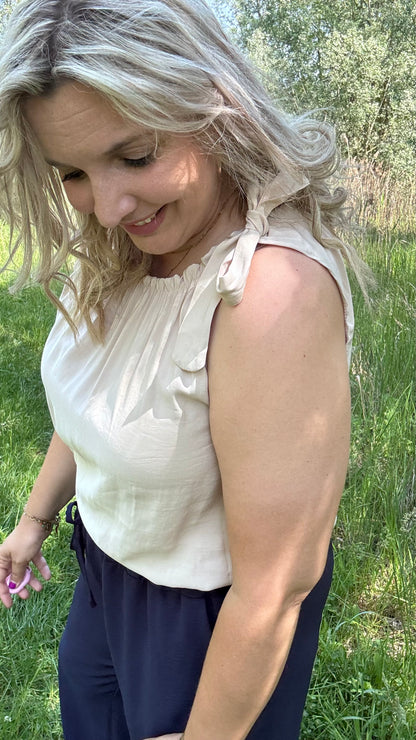 Shoulder bow top - Beige