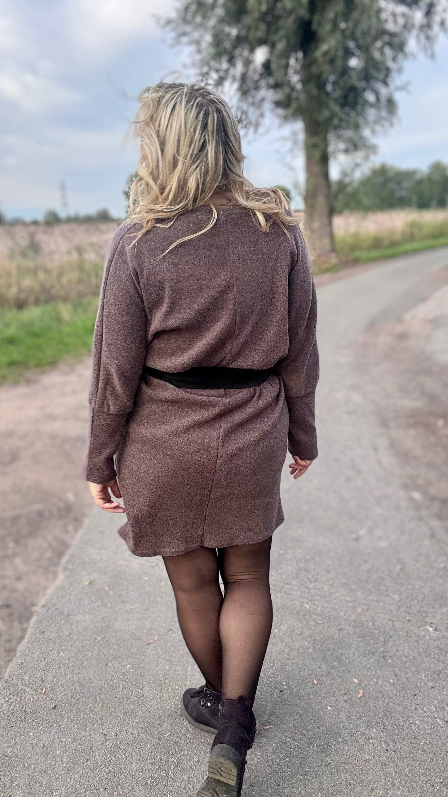 Lounge luxe jurk - Bruin