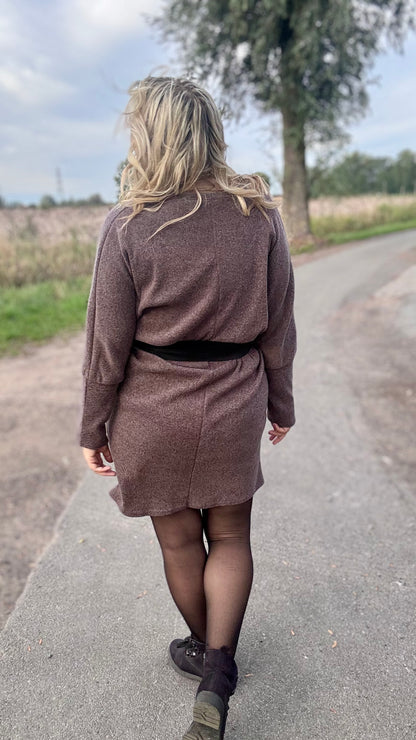 Lounge luxe jurk - Bruin