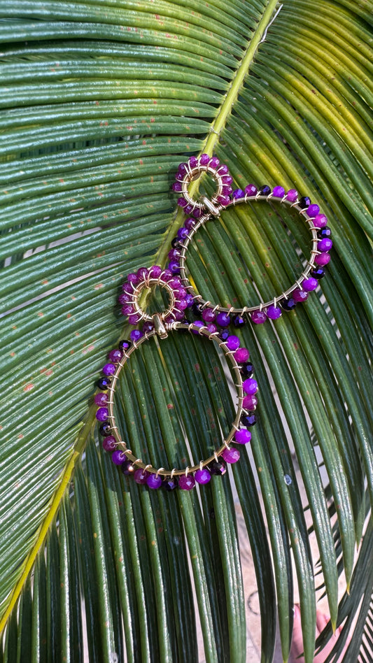 Hoops oorbellen fuchsia