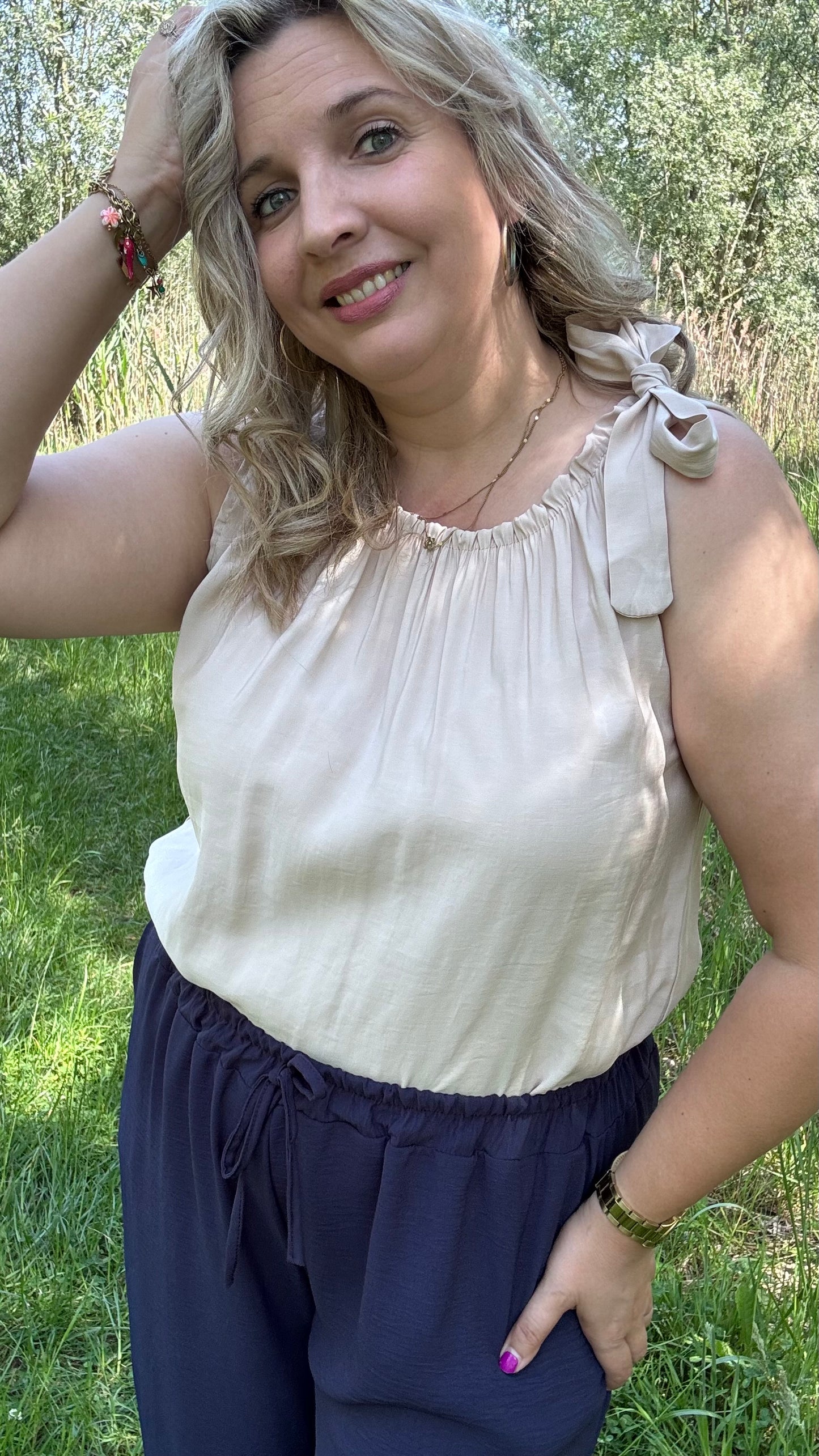 Shoulder bow top - Beige