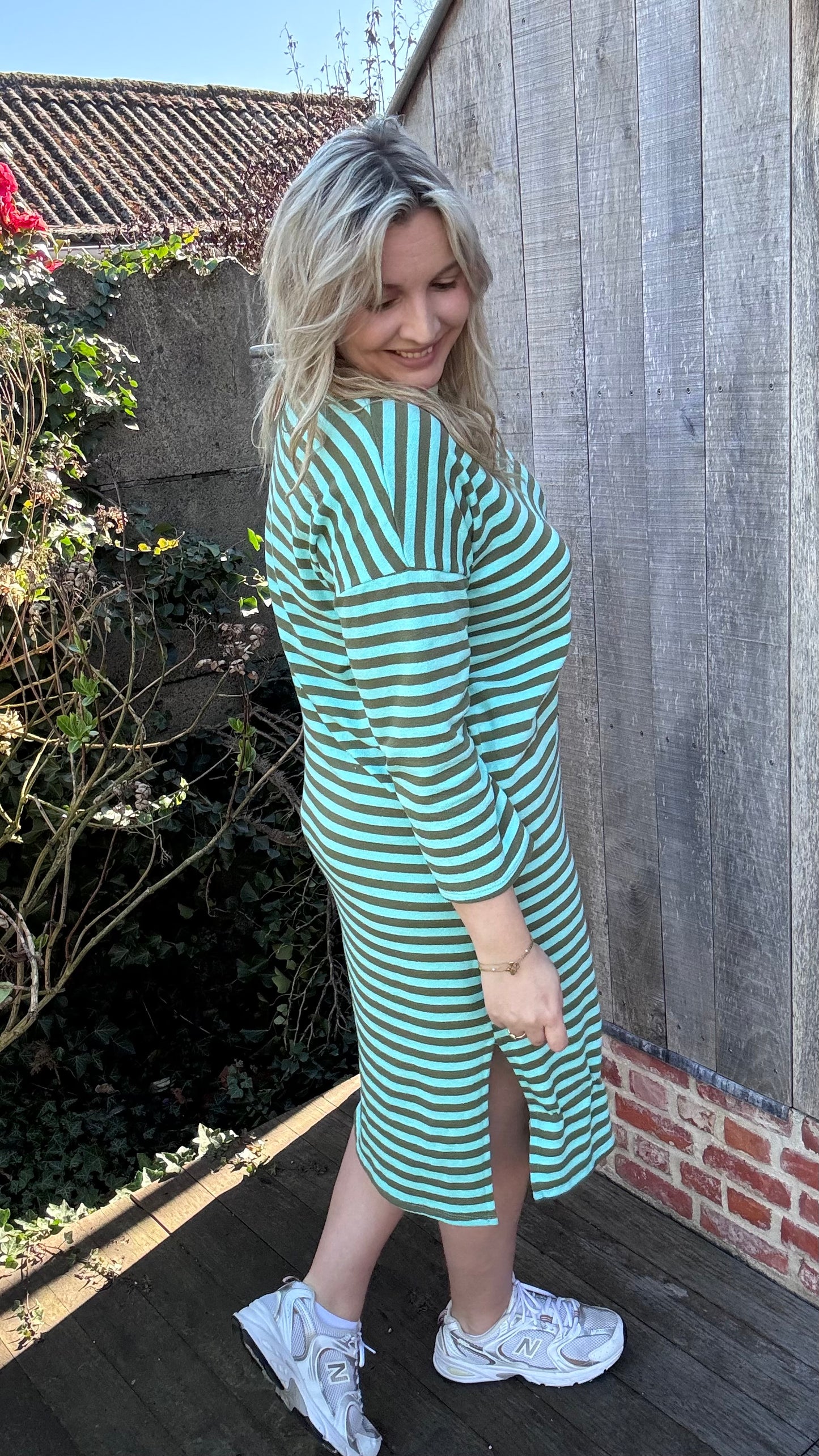 Happy stripes jurk - groen