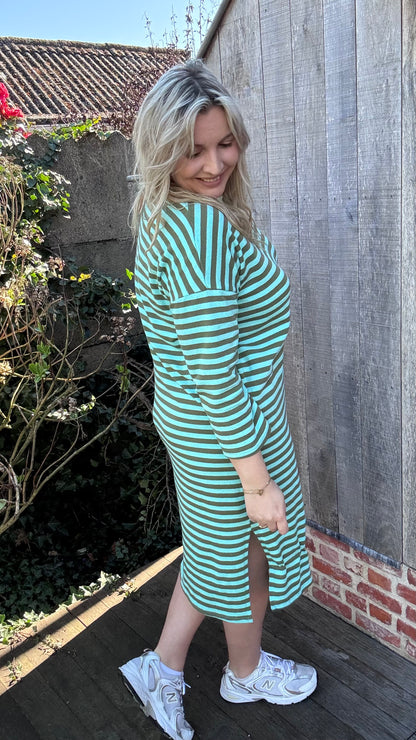 Happy stripes jurk - groen