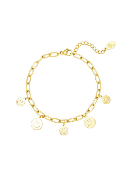 Smiley goudkleurige armband