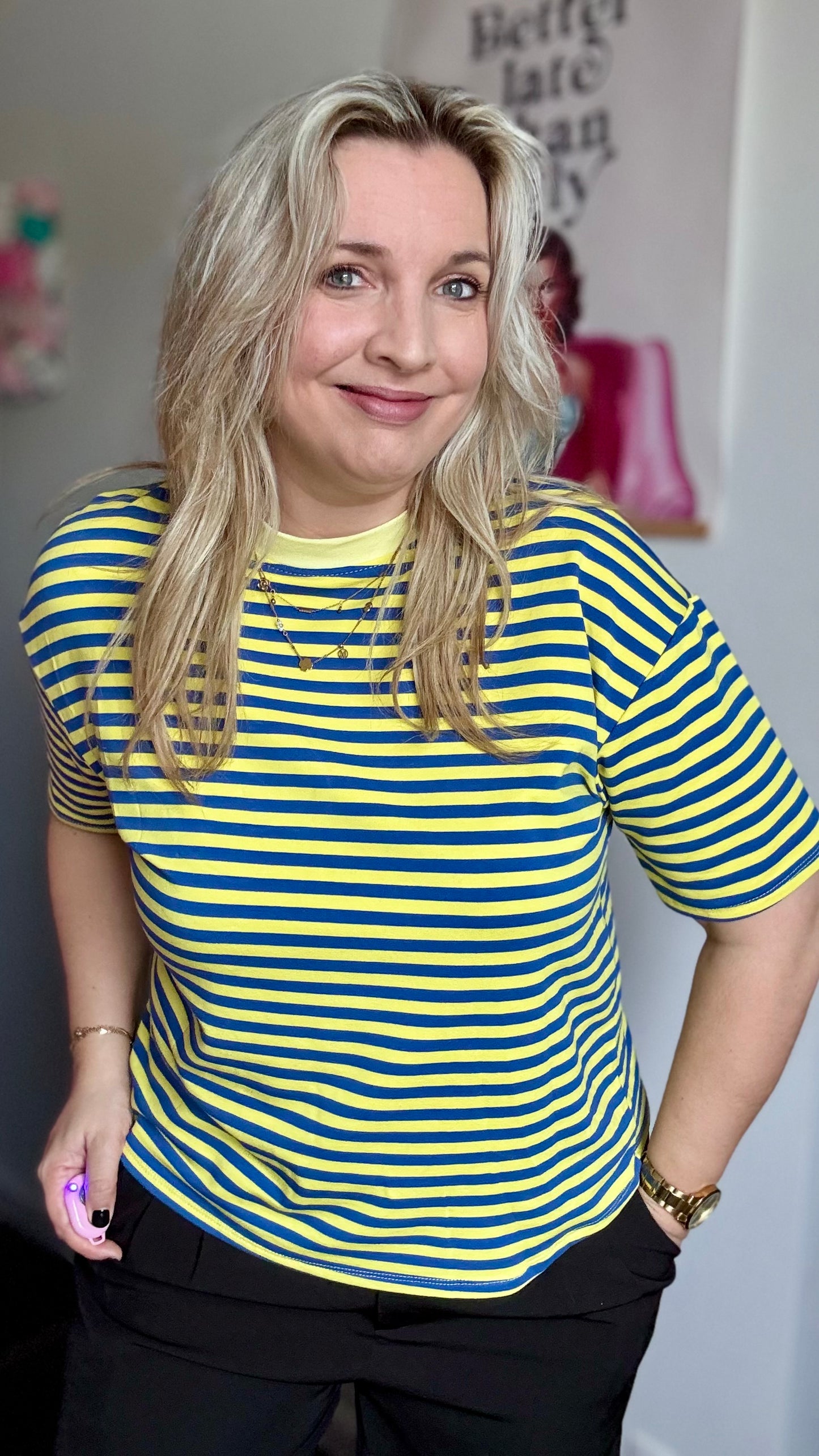 Claudia shirt - Blauw/geel