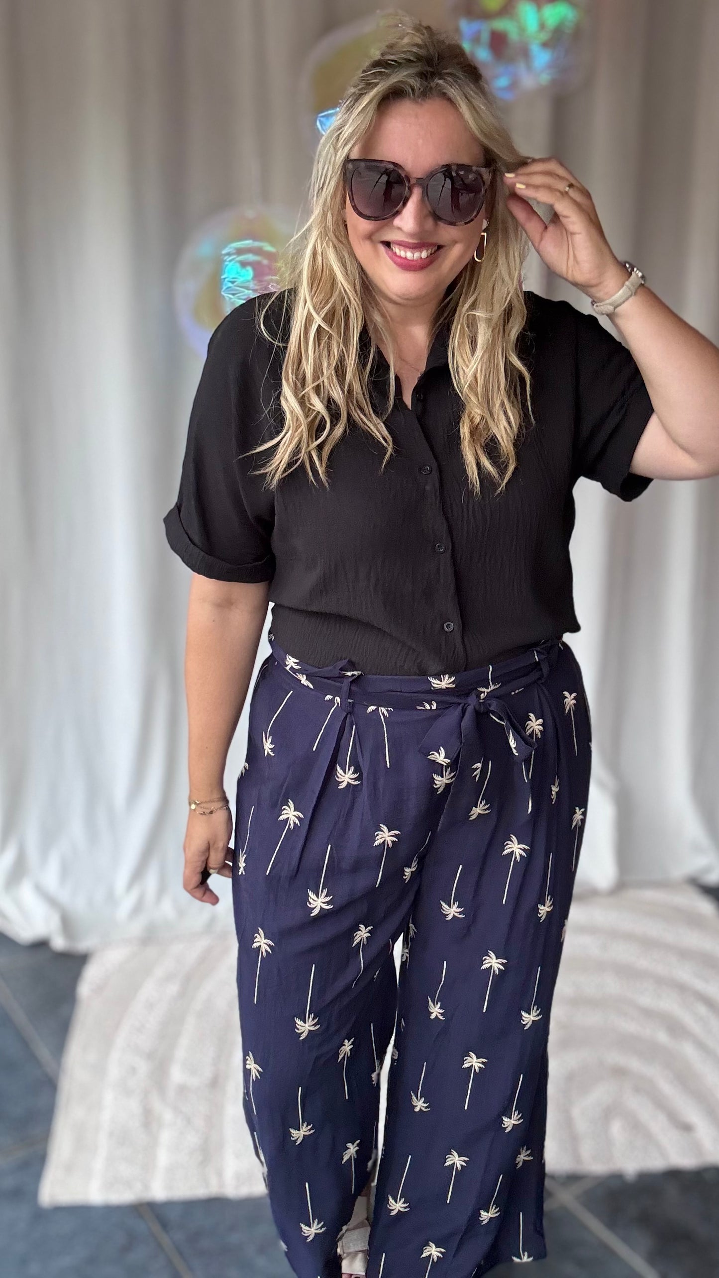 Palmtree pants navy